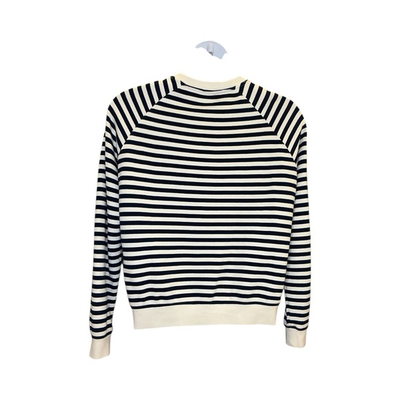 The Upside Navy and White Stripe Long Sleeve Pullover T-shirt Coastal sweatshirt - Picture 5 of 8